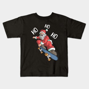 Funny Santa On A Skateboard Kids T-Shirt